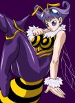  antenna bee_girl breasts capcom insect_girl insect_wings monster_girl pantyhose purple_hair purple_pantyhose q-bee short_hair thick_thighs vampire_(game) violet_eyes wings 