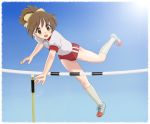  brown_hair buruma chunpai gym_uniform hirasawa_ui k-on! pole_vault short_hair solo 