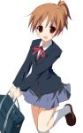  bag blazer brown_eyes brown_hair hirasawa_ui k-on! ponytail saeki_nao school_uniform short_hair solo 