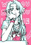  blue braid contemporary hong_meiling monochrome pink pink_background spot_color tima touhou 