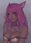  1girl animal_ears babydoll blue_eyes breasts cat_ears cleavage facial_mark final_fantasy final_fantasy_xiv long_hair miqo&#039;te pink_hair slit_pupils solo soranamae strap_slip 