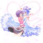  2girls blue_eyes blue_hair dress hair_ornament hair_stick hat heart highres hug kaku_seiga miyako_yoshika multiple_girls purple_hair shawl smile touhou z.o.b 