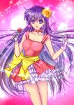  1girl 2016 bishoujo_senshi_sailor_moon breasts choker cleavage dated dress earrings flower frilled_dress frills gloves hair_flower hair_ornament happy_birthday hino_rei idol jewelry long_hair microphone open_mouth purple_hair red_dress ribbon short_dress smile solo sparkle tsukasaki_ryouko very_long_hair violet_eyes white_gloves 