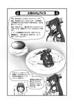  2girls apron blush comic cup diving_mask eating flower greyscale hair_flower hair_ornament headgear kantai_collection majin_go! maru-yu_(kantai_collection) monochrome multiple_girls ponytail revision short_hair simple_background sparkle teacup translation_request yamato_(kantai_collection) 