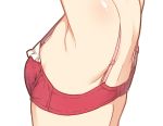  1girl armpits arms_up back bra breasts houshou_(kantai_collection) kantai_collection nagami_yuu red_bra sideboob small_breasts solo strap_gap underwear white_background 