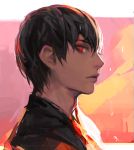  1boy backlighting black_hair closed_mouth ddongu expressionless from_side looking_at_viewer looking_to_the_side original profile red_eyes sketch upper_body 