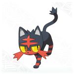  :&lt; cat closed_mouth full_body gen_7_pokemon litten_(pokemon) lowres no_humans official_art pointy_ears pokemon pokemon_(creature) pokemon_(game) pokemon_sm red_eyes simple_background white_background yellow_sclera 