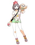  1girl beanie female_protagonist_(pokemon_sm) genzoman hat mizuki_(pokemon) pokemon pokemon_(game) pokemon_sm rowlet solo 