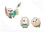  beak bird black_eyes feathers full_body gen_7_pokemon head_tilt no_humans official_art owl pokemon pokemon_(creature) pokemon_(game) pokemon_sm rowlet simple_background standing white_background 