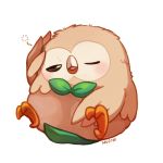  artist_name bird huiro no_humans one_eye_closed owl pokemon pokemon_(creature) pokemon_(game) pokemon_sm rowlet sleepy solo white_background 