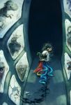  1girl asymmetrical_wings black_hair cage houjuu_nue koto_inari laboratory monster snake solo touhou trail_of_blood wings 