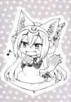  1girl animal_ears cat_ears cat_tail chibi highres hoshino_madoka kantai_collection kemonomimi_mode monochrome nagato_(kantai_collection) tail 