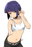  1girl absurdres blue_eyes blue_hair boku_no_hero_academia choker enami_katsumi highres jirou_kyouka midriff navel plug short_hair 