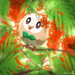  funkyfunking highres pokemon pokemon_(creature) pokemon_(game) pokemon_sm rowlet tree tree_branch 
