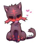  artist_name black_eyes foxlett heart litten_(pokemon) looking_at_viewer mouth_hold paws pointy_ears pokemon pokemon_(creature) pokemon_(game) pokemon_rgby pokemon_sm rattata red_eyes simple_background whiskers white_background yellow_sclera 