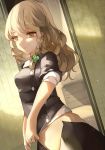  1girl blonde_hair braid dutch_angle hillly_(maiwetea) kirisame_marisa long_hair no_panties open_clothes open_skirt out-of-frame_censoring puffy_short_sleeves puffy_sleeves shirt short_sleeves single_braid skirt solo touhou undressing vest yellow_eyes 