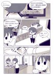  1girl coffee_mug comic mirror monochrome nekobungi_sumire original police police_uniform policewoman television translation_request uniform washing_hands 