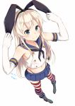  blonde_hair blue_eyes crop_top gloves hairband kantai_collection long_hair sasahara_wakaba school_uniform serafuku shimakaze_(kantai_collection) smile 