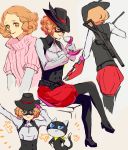  1girl axe cat cup gun hat mask morgana_(persona_5) okumura_haru persona persona_5 short_hair teacup weapon 