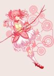  1girl bow_(weapon) choker frills gloves inneanis kaname_madoka mahou_shoujo_madoka_magica pink_eyes solo twintails weapon white_gloves 