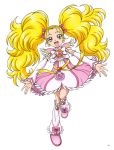  blonde_hair blush dress futari_wa_precure futari_wa_precure_max_heart happy kujou_hikari long_hair mahou_shoujo shiny_luminous twintails yellow_eyes 