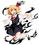  1girl :d blonde_hair darkness hair_ribbon open_mouth red_eyes ribbon rumia shiromamekei shirt short_hair skirt smile touhou vest 