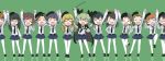 anchovy arm_around_shoulder arms_up bangs beret black_hair blonde_hair braid brown_hair cape clenched_hand clenched_hands closed_eyes drill_hair girls_und_panzer glasses green_hair hair_ribbon hand_on_hip hat legs_apart legs_together light_brown_hair locked_arms long_hair military military_uniform necktie open_mouth otoufu pantyhose pleated_skirt purple_hair ribbon riding_crop shirt short_hair skirt smile twin_drills uniform 