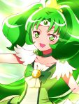  1girl blush choker cure_march dress female green_eyes green_hair kagami_chihiro long_hair magical_girl midorikawa_nao ponytail precure smile smile_precure! solo 