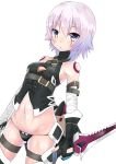  1girl absurdres artist_request assassin_of_black bandages black_legwear black_panties fate/apocrypha fate/grand_order fate_(series) gloves green_eyes highres looking_at_viewer panties scar short_hair silver_hair solo thigh-highs underwear 