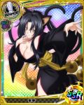  1girl animal_ears bishop_(chess) black_hair breasts card_(medium) cat_ears cat_tail character_name chess_piece cleavage hair_rings high_school_dxd japanese_clothes kuroka_(high_school_dxd) large_breasts lipstick makeup multiple_tails official_art purple_lipstick solo tail trading_card yellow_eyes 