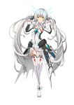  1girl boots code:_battle_seraph_(elsword) d.c_(kdh4016) elsword eve_(elsword) expressionless full_body gem gloves hair_grab leotard long_hair looking_at_viewer solo thigh-highs thigh_boots thigh_gap twintails white_background white_boots white_hair yellow_eyes 