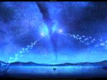  boat chitose_rin night night_sky original scenery silhouette sky star_(sky) 