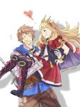  1boy 1girl cagliostro_(granblue_fantasy) carrying gran_(granblue_fantasy) granblue_fantasy princess_carry simple_background white white_background 