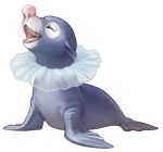  closed_eyes frills mewitti no_humans open_mouth pokemon pokemon_(creature) pokemon_(game) pokemon_sm popplio realistic seal simple_background solo white_background 