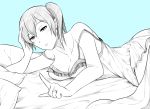  1girl jewelry kaga_(kantai_collection) kantai_collection monochrome nightgown ring short_hair side_ponytail wangphing 