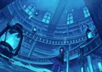  absurdres demon_girl highres ladder lantern library qb scenery window 