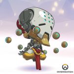  1boy android artist_request chibi copyright_name floating full_body indian_style lowres male_focus official_art overwatch sitting solo zenyatta_(overwatch) 