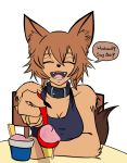  1girl absurdres animal_ears artist_request blush breasts claws cleavage collar dog_ears dog_tail english fang fur happy highres interacting_with_viewer kobold monster_girl monster_musume_no_iru_nichijou open_mouth solo tail 