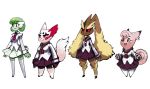  bittenhard clefairy gardevoir lopunny nintendo pokemon school_uniform thigh-highs uniform wide_hips zangoose 