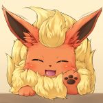  :d ^_^ absurdres blush closed_eyes flareon highres kitsunerider looking_at_viewer no_humans open_mouth paws pointy_ears pokemon pokemon_(creature) smile 