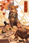  1girl 2boys black_hair blonde_hair cactus family father_and_son gaara hexahydrate husband_and_wife lap_pillow long_hair mother_and_son multiple_boys nara_shikadai nara_shikamaru naruto photo_album ponytail quad_tails temari 