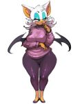  1girl adult bat_wings bittenhard breasts fur hips large_breasts motherly rouge_the_bat solo sweater wings 