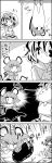  2girls 4koma :3 =d animal_ears basket capelet carrying cat chasing comic commentary_request dowsing_rod drying hair_ornament highres monochrome mouse_ears mouse_tail multicolored_hair multiple_girls nazrin running shawl shirt skirt smile streaked_hair tail tani_takeshi tiger_print toramaru_shou touhou translation_request upside-down yukkuri_shiteitte_ne 