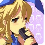  1girl blonde_hair bow brown_eyes calamity_jane detached_sleeves dress drill_hair enoo hair_ribbon hairband long_hair lowres open_mouth ribbon sidelocks solo wild_arms wild_arms_1 