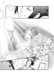  artist_request balloon cherry_blossoms cup death dying holding mother_and_daughter old_woman smile 