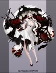  absurdres albino bare_shoulders collarbone dress frostce highres kantai_collection lips long_hair looking_at_viewer midway_hime red_eyes shinkaisei-kan teeth turret white_dress white_hair 