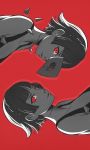  1girl koyorin looking_at_viewer mask persona persona_5 red_background red_eyes short_hair simple_background watermark web_address 