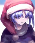  1girl ainy77 blue_eyes blue_hair close-up doremy_sweet eyelashes hat looking_down nightcap pom_pom_(clothes) portrait short_hair solo touhou 