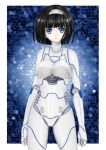  1girl android black_hair blue_eyes kurogane_daichi original robot robot_joints white_border 