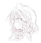  bangs bow braid commentary_request eyebrows eyebrows_visible_through_hair from_side hair_bow hand_on_own_chin izayoi_sakuya lowres maid_headdress satou_kibi sketch sweatdrop touhou twin_braids upper_body 